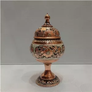 قندان نقره کوب مسی الماس تراش ارتفاع 17 سانتی متر نانو خانمان مدل 341564