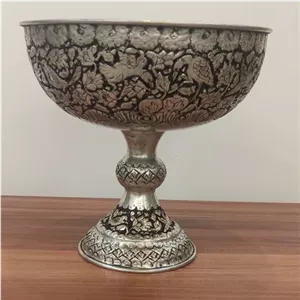 میوه خوری مسی قلم گل مرغ سایز 3 پایه دار خانمان مدل 338171