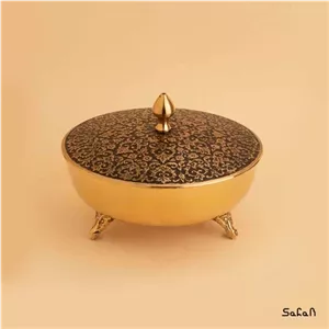 شکلات خوری برنجی میناکاری سه پایه مدل تاج خانمان مدل 338558 