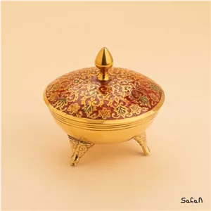 قندان برنجی طلایی سه پایه مدل تاج کوچک خانمان مدل 342299