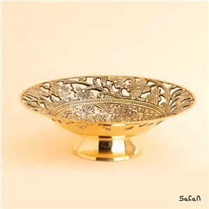 شیرینی خوری برنجی مشبک طلایی هندی خانمان مدل 341027 