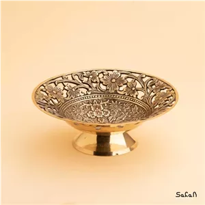 کاسه برنجی آنتیک مشبک مدل گل برجسته خانمان مدل 341024