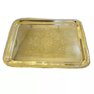 سینی مربع طلایی برنجی هندی 407 خانمان مدل 344004