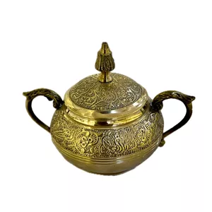 قندان دسته دارطرح طاوس بدون پایه برنجی هندی خانمان مدل 338351