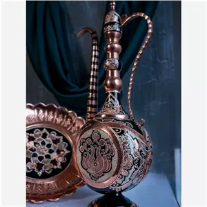 آفتابه لگن مسی نقره کوب سایز بزرگ خانمان مدل 340306