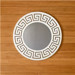 آینه دیواری طرح ورساچه قطر پنجاه جدید مخصوص اتاق کودک حمام سرویس بهداشتی بالای جاکفشی داخل راهرو با ورقهای محکم ضد آب خانمان مدل 336595