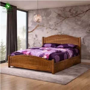 تخت خواب یک و نیم نفره MDF وکیوم مدل آرتا عرض 120 با کشو بدون تشک خانمان مدل 325630