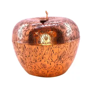 قندان مسی طرح سیب قلم کاری شده سایز بزرگ 6 سانتی کد SSH-43 خانمان مدل 343802 