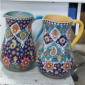 پارچ میناکاری سفالی طول 22سانت قطر دهانه 10سانت خانمان مدل 342435