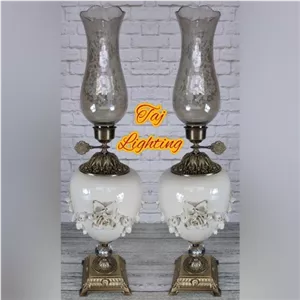 آباژور چراغ رومیزی طرح گل برجسته مدل امیلیا با لاله پاریسی خانمان مدل 325304