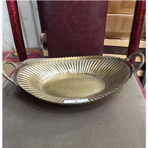 شیرینی خوری بیضی راه راه برنجی هندی خانمان مدل 339146 