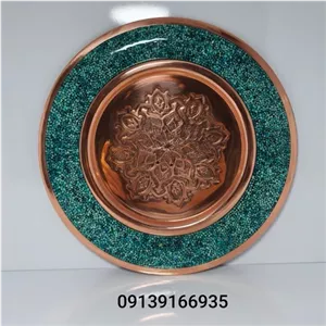 بشقاب قلم زنی فیروزه کوبیصنایع دستی پرنسا خانمان مدل 340770 