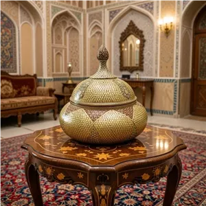 قندان خاتم کاری روی مس مدل سفینه ایی خانمان مدل 345316