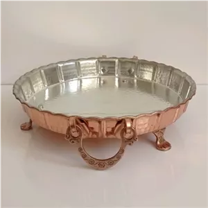 دیس گرد مسی چکشی پایه کوتاه قطر 32 سانتی نانو شده تولید زنجان خانمان مدل 344152