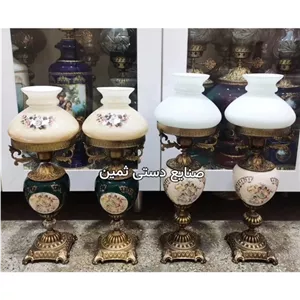 چراغ برنجی آباژور دوپوست قالپاقی قطعات اصل برنز خانمان مدل 327617