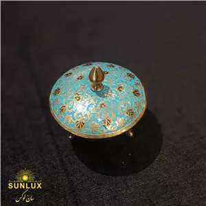 قندان برنجی طلای مینا کاری سه پایه طرح تاج خانمان مدل 338866 