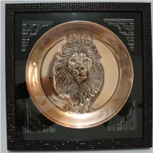 بشقاب قلمزنی طرح شیر قطر 25cm تمام کار دست خانمان مدل 338863 