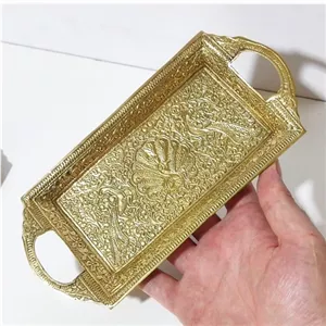 سینی برنجی هندی طرح طاووس بسیار سنگین ودرجه یک خانمان مدل 340428