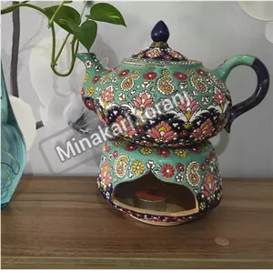 قوری و وارمر سفالی میناکاری کد 152 خانمان مدل 344853
