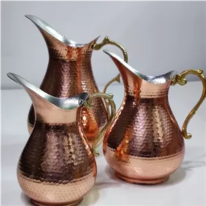 پارچ مسی دسته برنجی نانو زنجان در سه سایز خانمان مدل 342536