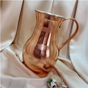 پارچ مسی خمره ای-پارچ مسی چکشی- نانو شده و رنگ ثابت- 2 لیتری ارتفاع 23 سانت خانمان مدل 339041