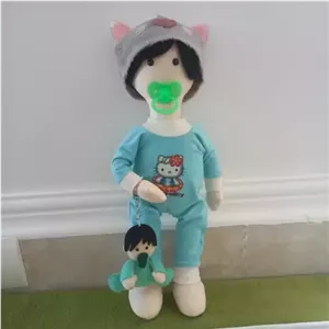 عروسک روسی نی نی پسر لباس سرهمی سبز.40 سانت خانمان مدل 369331