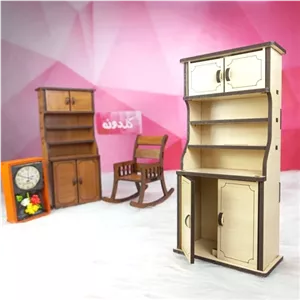 ماکت کتابخانه دکوری کد 1 -کتابخانه چوبی-ماکت کتابخانه اسباب بازی-ماکت کمد چوبی-کمد مینیاتوری-کمد باربی-ماکت گلدونه خانمان مدل 318584