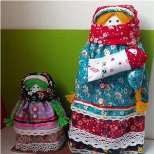 عروسک مادر و دختر داهاتی سنتی همراه نوزاد خانمان مدل 368825