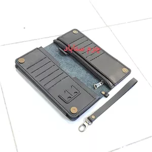 کیف کیوان چرم گاوی طبیعی دست دوز مشکی چرم سناباد خانمان مدل 359239