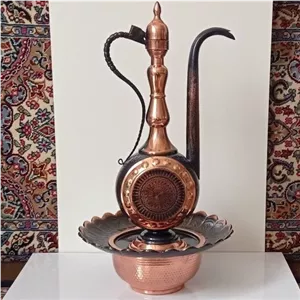 آفتابه لگن مسی سیاه قلم طرح دار نانو شده خانمان مدل 343956