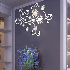 آینه دکوراتیو مولتی استایل، طرح گل پیچک، در دو رنگ طلایی و نقره ای، سایز 50 در 70 سانت خانمان مدل 335635