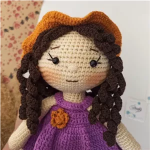 عروسک بافتنی دختر مدل سارا،رنگ یاسی.قد 30سانت خانمان مدل 369439
