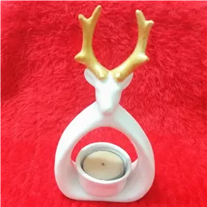 جا شمعی پلی استر پتینه طرح گوزن خانمان مدل 332809