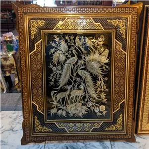 تابلو قلم زنی طرح طاووس 50*60 خانمان مدل 337615 