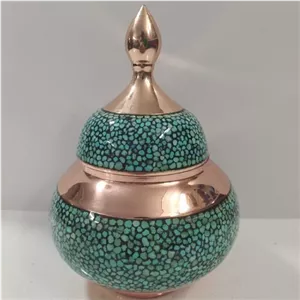 قندان مدل فیروزه کوبی سایز 18 از جنس مس و سنگ فیروزه اصل نیشابور خانمان مدل 339052