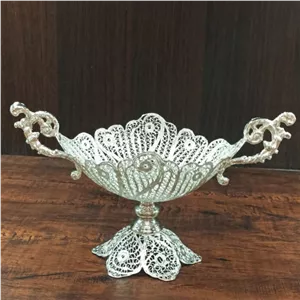 کشکول پذیرایی شیرینی و شکلات ملیله کاری سایز 2، کد 1601 خانمان مدل 338315