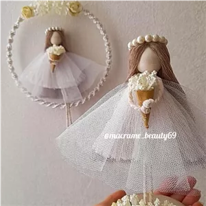 ست عروسک رومیزی و آویزدیوار عروس مکرومه خانمان مدل 362665