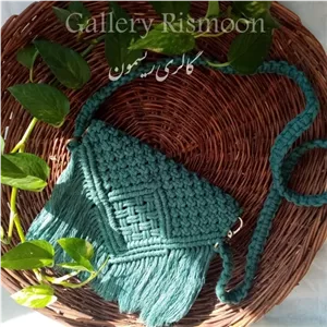 کیف دوشی مکرومه رنگ سبز کله غازی خانمان مدل 360614