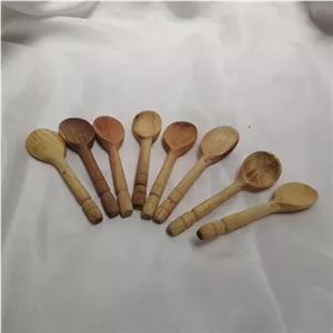قاشق چای خوری چوبی دسته خراطی خانمان مدل 350220