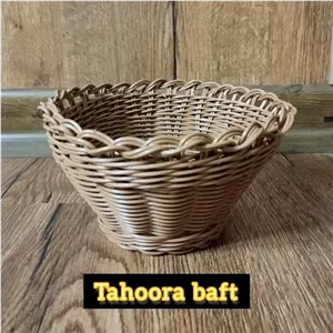 سبد میوه حصیری گالری طهورا زیبا مقاوم با نخ پلاستیکی خانمان مدل 349470