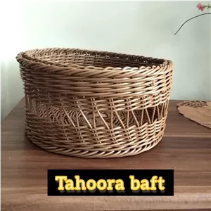 سبد میوه حصیری گالری طهورا با طرح خاص مناسب پذیرایی های خاص شما با مفتول پلاستیکی خانمان مدل 345906