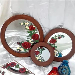 آینه گرد سه تیکه با طرح برجسته ویترای ماه گل خانمان مدل 338869