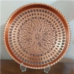 سینی مسی ترمه سیاه قلم سایز 7 قطر 30 سانت خانمان مدل 340469