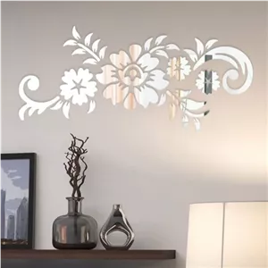 اینه دکوراتیو مولتی استایل، طرح گل پیچک 2، در دو رنگ طلایی و نقره ای، ابعاد 90 در 40 سانت خانمان مدل 338171