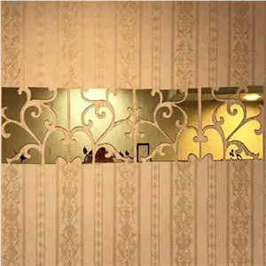 آینه دکوراتیو مولتی استایل،طرح پیچک،هر بسته شامل 4 تایل استدر دو رنگ طلایی و نقره ای خانمان مدل 337303