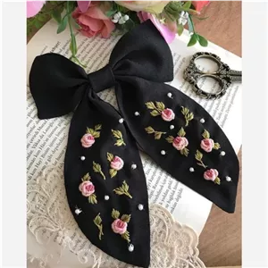 گیره فرانسوی انبری یا کش مو دلخواه گلدوزی شده خانمان مدل 366948