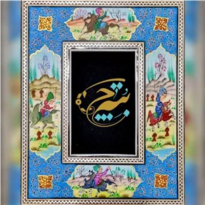 آینه دکوراتیو خاتم کاری با قاب شاهنامه خانمان مدل 345298 