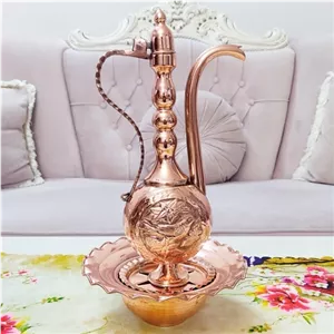 افتابه لگن قلم کاری مسی زنجان رنگ ثابت خانمان مدل 337911