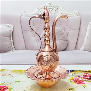 افتابه لگن قلم کاری مسی زنجان رنگ ثابت خانمان مدل 337502