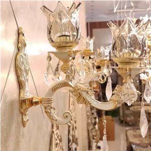 آباژور شبخواب دیوارکوب برنز فرشته دو گل ملکه آنتیک برنز لوستر دیواری خانمان مدل 349360